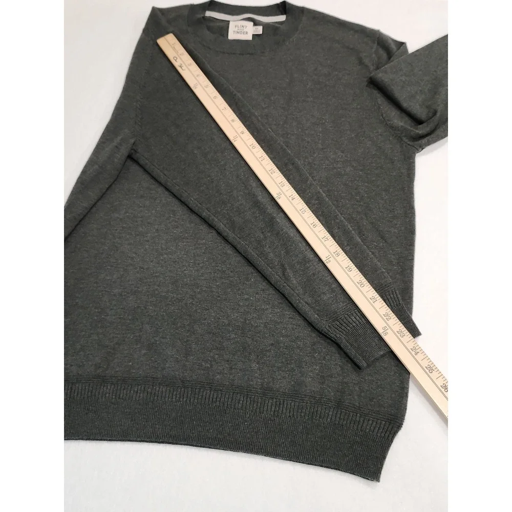 Flint and Tinder Huckberry Crewneck Sweater Mens M Ribbed Collar Cuffs Hem Green